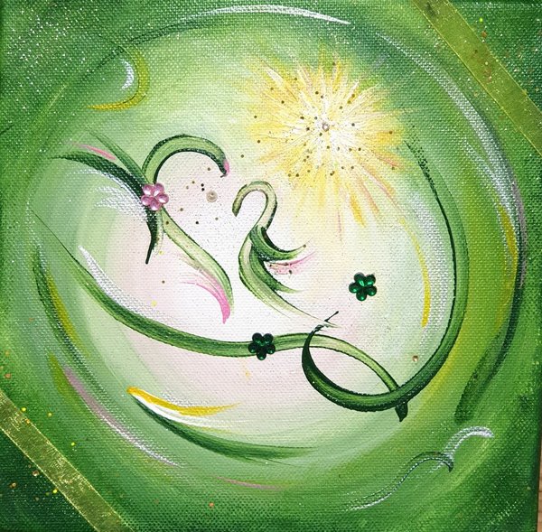 Spirituelles originales  Wandbild Engel Herz -Collagenbild „Strahlendes Herz“